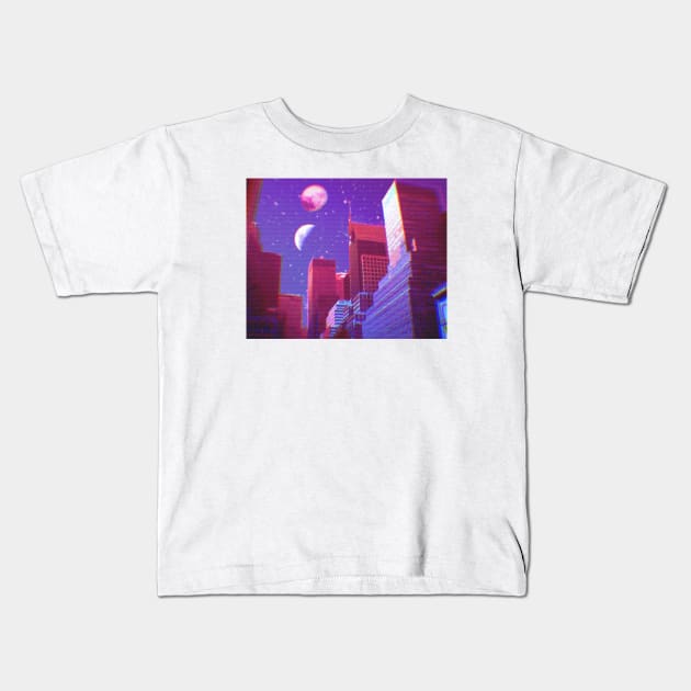 Finance Moon Kids T-Shirt by lofi_retrowave